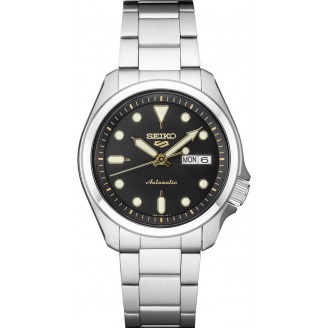 Sports 24-Jewel Stainless Steel Watch Black Dial SRPE57K1